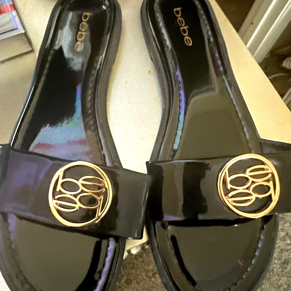 Bebe Black Slide Sandals